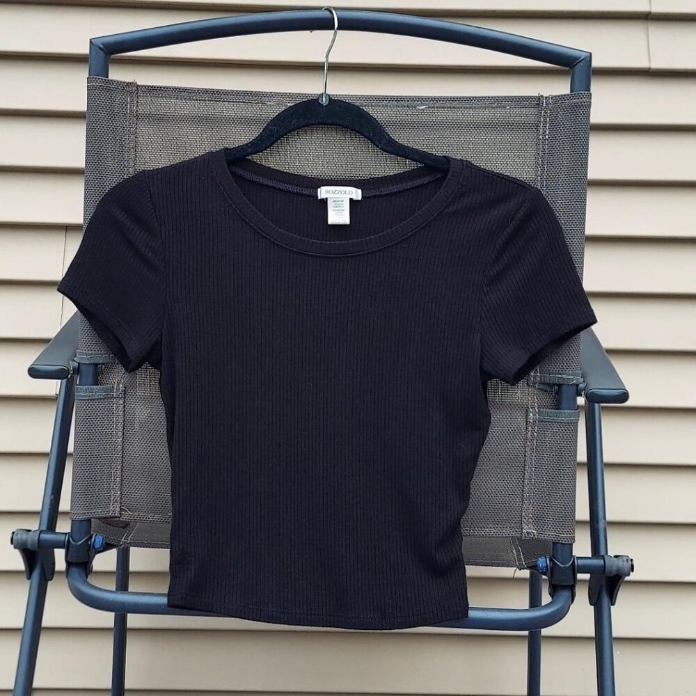 Black colored Crop Top by Bozzolo